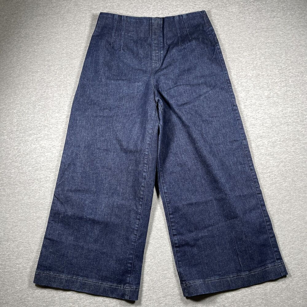 Spanx Wide Leg Jeans Womens L 29x24 Blue Denim Cropped Baggy Skater Y2K